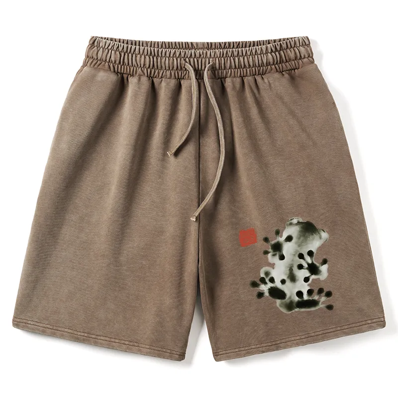 Tokyo-Tiger Ink Painting Frog Washed Shorts