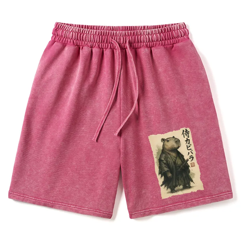 Tokyo-Tiger Capybara Samurai Washed Shorts