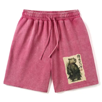 Tokyo-Tiger Capybara Samurai Washed Shorts