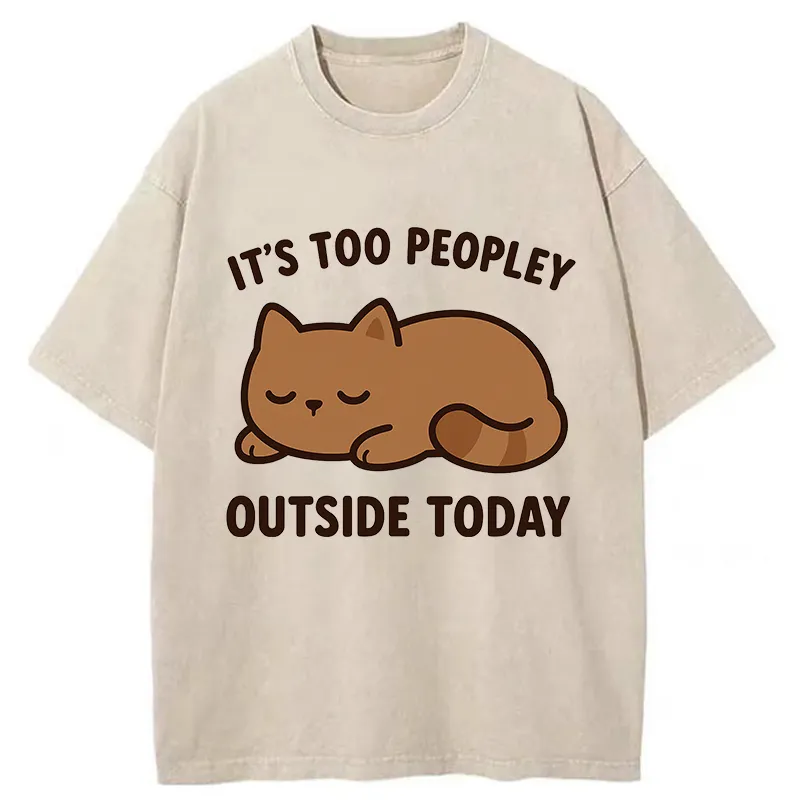 Tokyo-Tiger Kawaii Resting Cat Washed T-Shirt