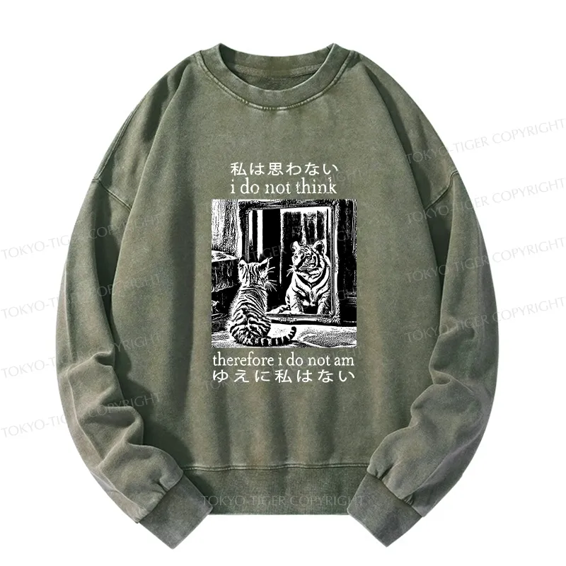 Tokyo-Tiger Thinking Cat Japanese Washed Sweatshirt