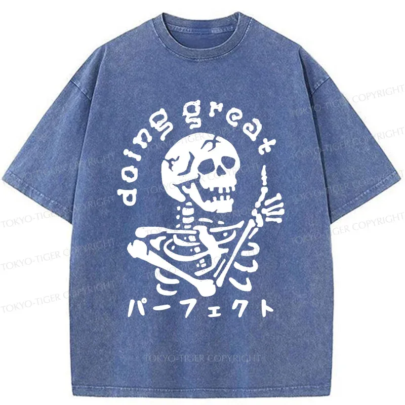 Tokyo-Tiger Encouragement Of The Skeleton Washed T-Shirt