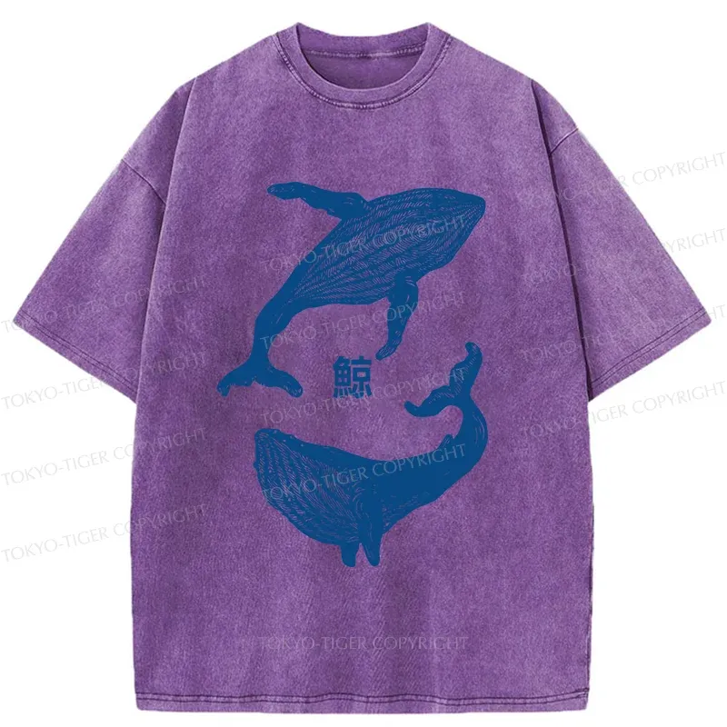Tokyo-Tiger Japanese whale Washed T-Shirt