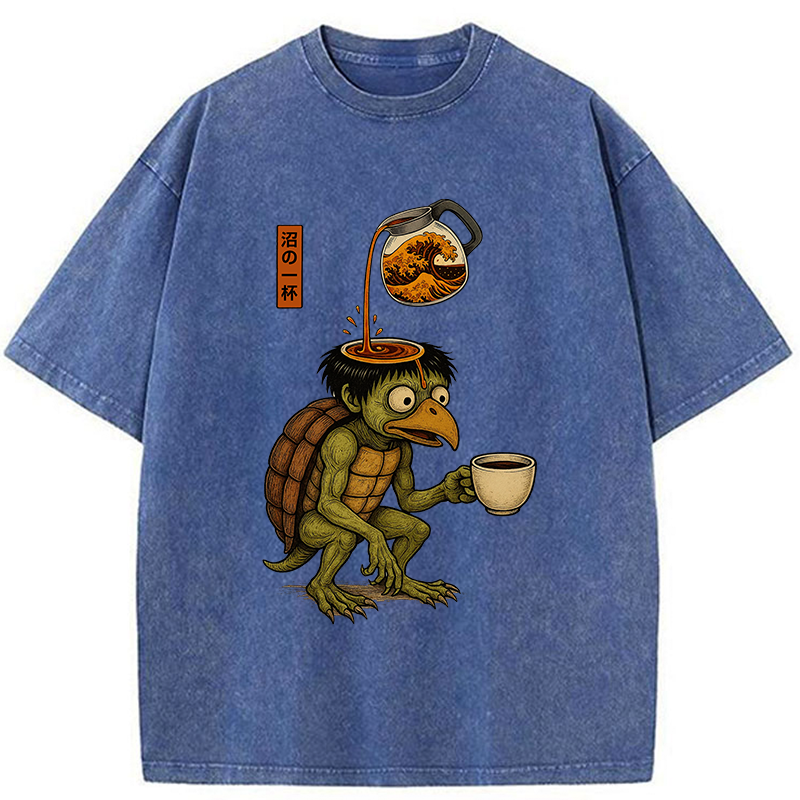 Tokyo-Tiger Japanese Cappa Yokai Coffee Washed T-Shirt