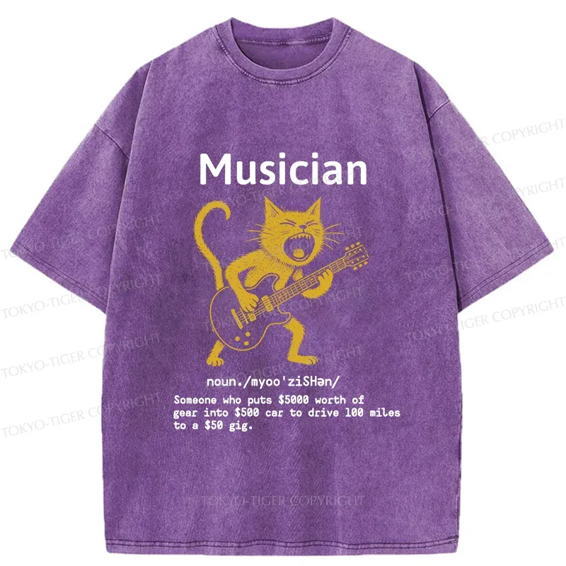 Tokyo-Tiger Miserable Musician Washed T-Shirt
