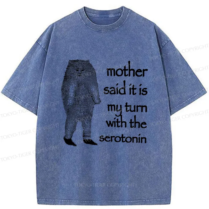 Tokyo-Tiger Cat Lacking Serotonin Washed T-Shirt