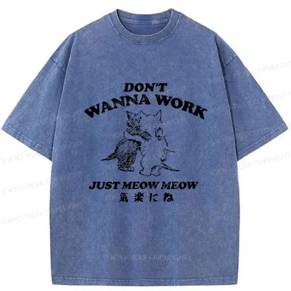 Tokyo-Tiger Please Relax Cat Washed T-Shirt