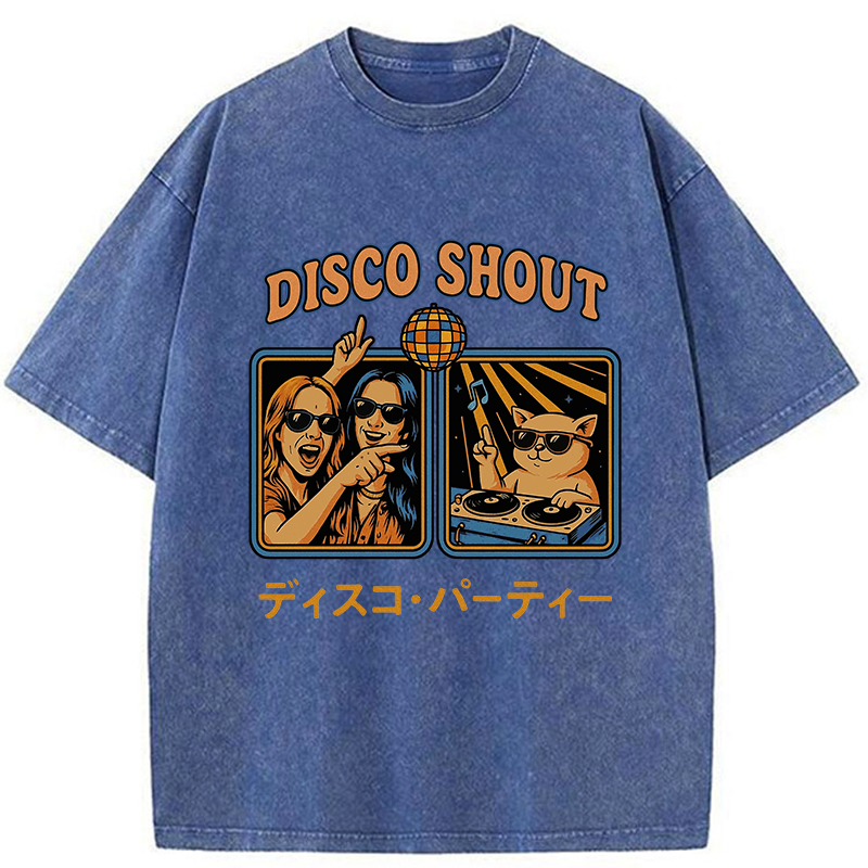 Tokyo-Tiger Shouting at Disco Cat Washed T-Shirt