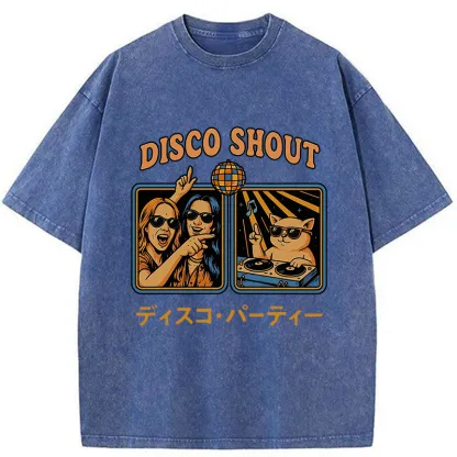 Tokyo-Tiger Shouting at Disco Cat Washed T-Shirt