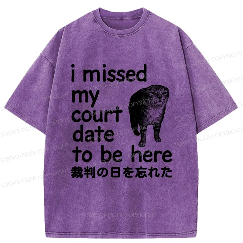 Tokyo-Tiger Funny Forgetful Cat Washed T-Shirt