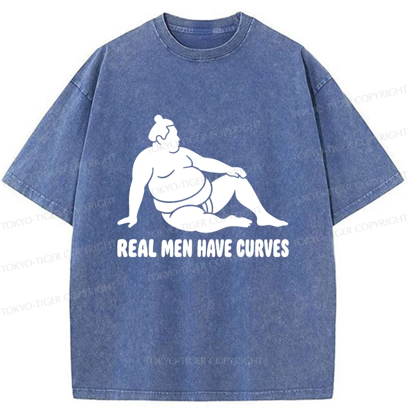 Tokyo-Tiger Funny Man Has Curves Washed T-Shirt
