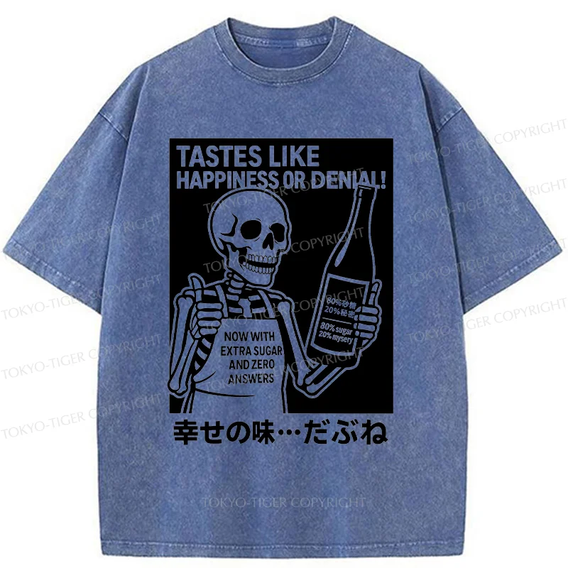 Tokyo-Tiger Taste Of Happiness Funny Washed T-Shirt