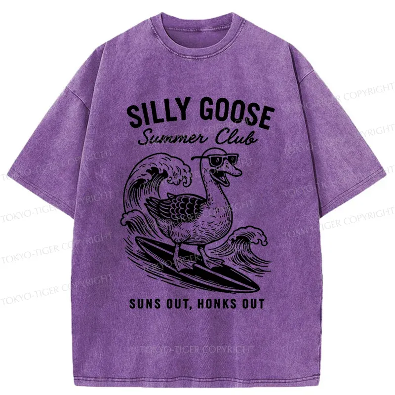 Tokyo-Tiger Stupid Goose Surfing Washed T-Shirt