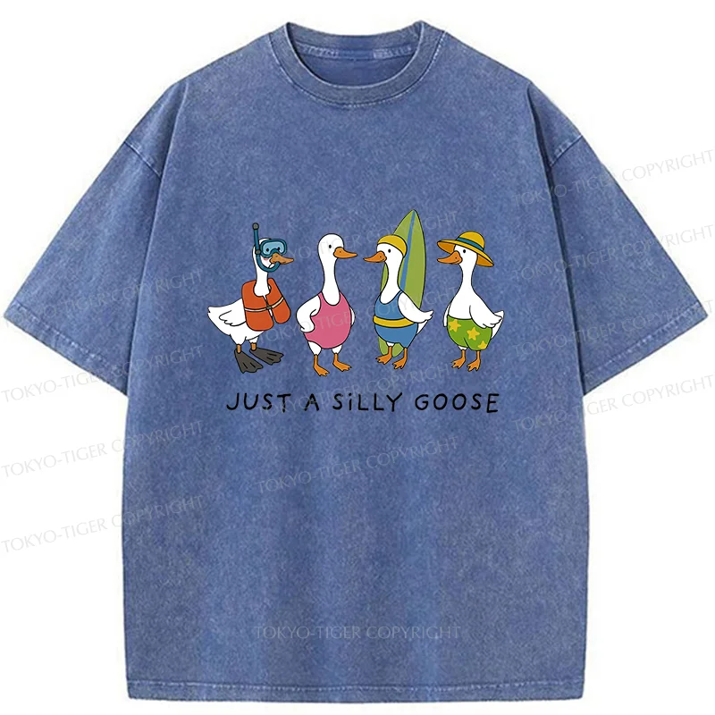 Tokyo-Tiger Stupid Geese Surfing Washed T-Shirt