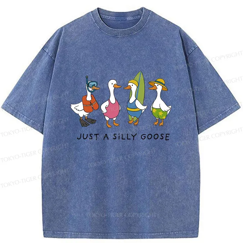 Tokyo-Tiger Stupid Geese Surfing Washed T-Shirt