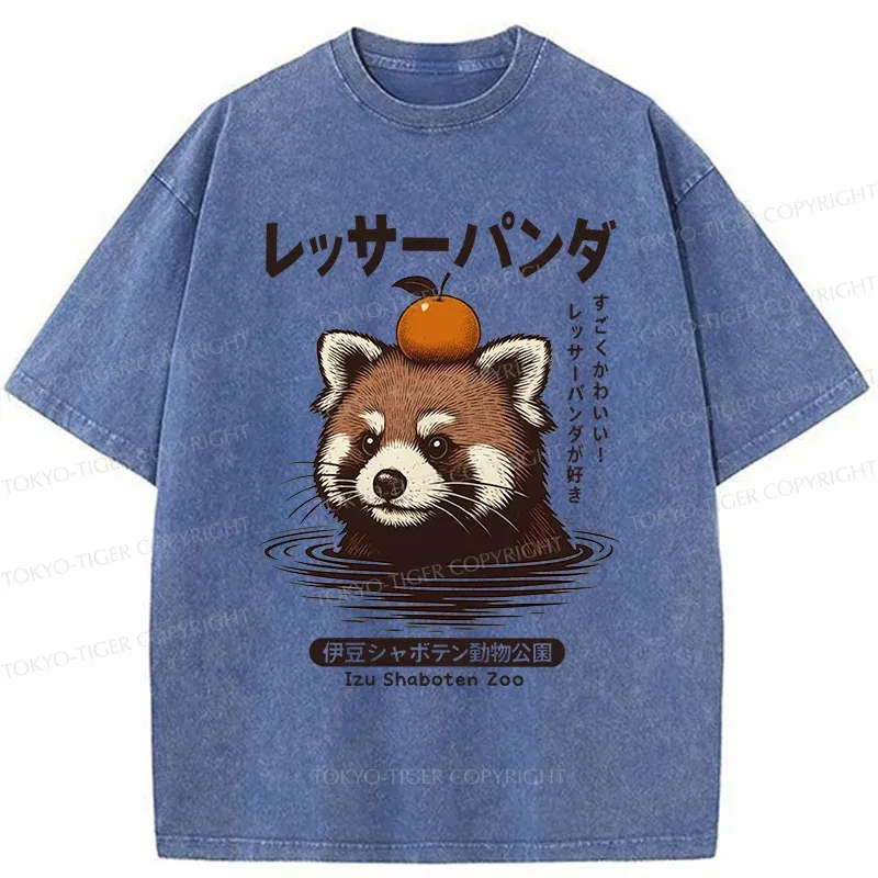 Tokyo-Tiger Cute Red Panda Washed T-Shirt
