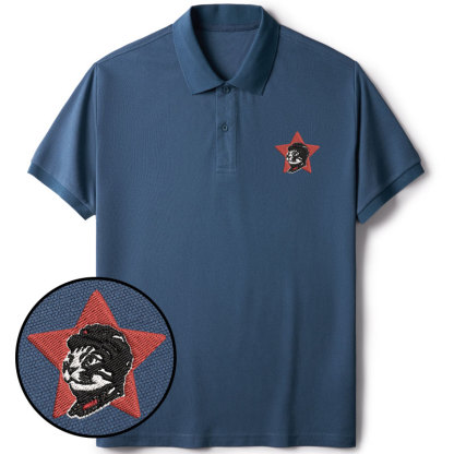 Tokyo-Tiger Funny Cat-ism Embroidered Polo T-Shirt