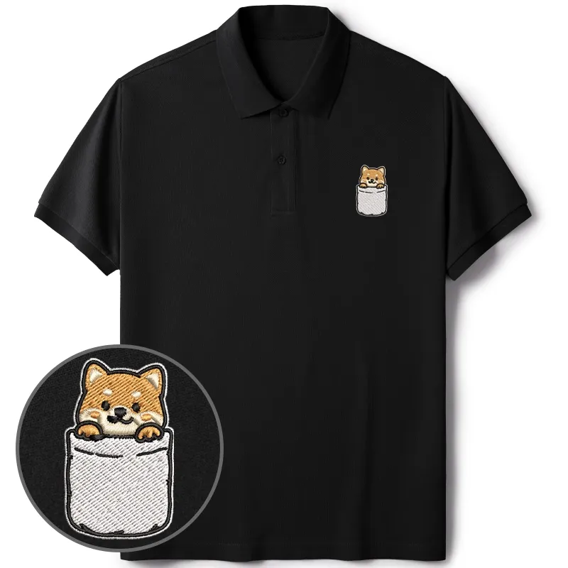 Tokyo-Tiger Kawaii Shiba Inu Embroidered Polo T-Shirt