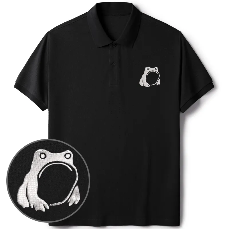 Tokyo-Tiger Matsumoto Hoji Woodblock Print Frog Embroidered Polo T-Shirt