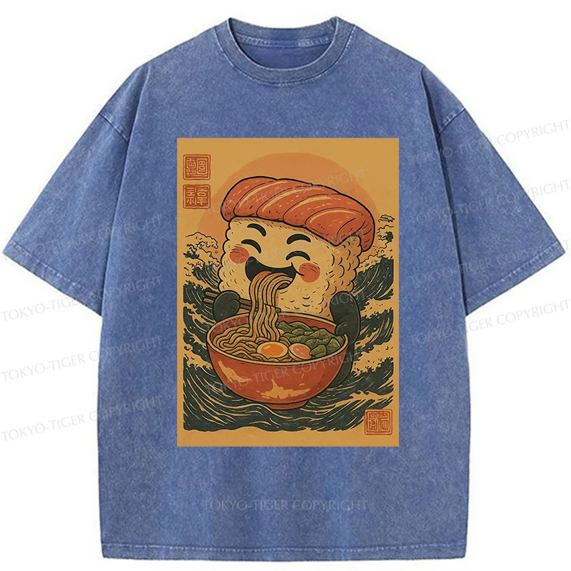 Tokyo-Tiger Sushi And Ramen Washed T-Shirt