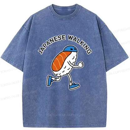Tokyo-Tiger Japanese Walking Washed T-Shirt