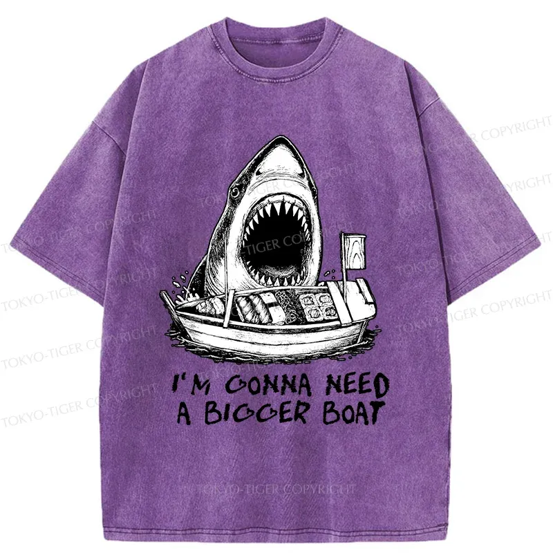 Tokyo-Tiger Shark Eating Sushi Washed T-Shirt