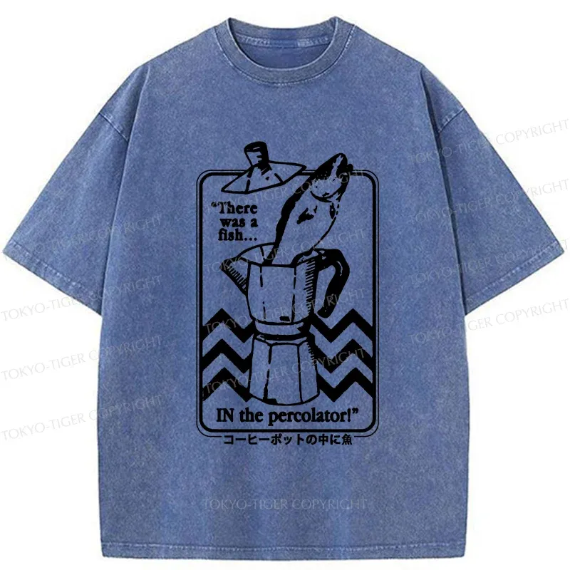 Tokyo-Tiger Fish In The Coffee Machine Washed T-Shirt