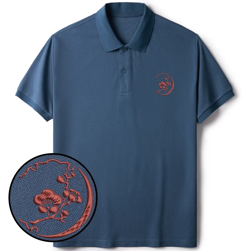 Tokyo-Tiger A Branch Of Sakura Embroidered Polo T-Shirt