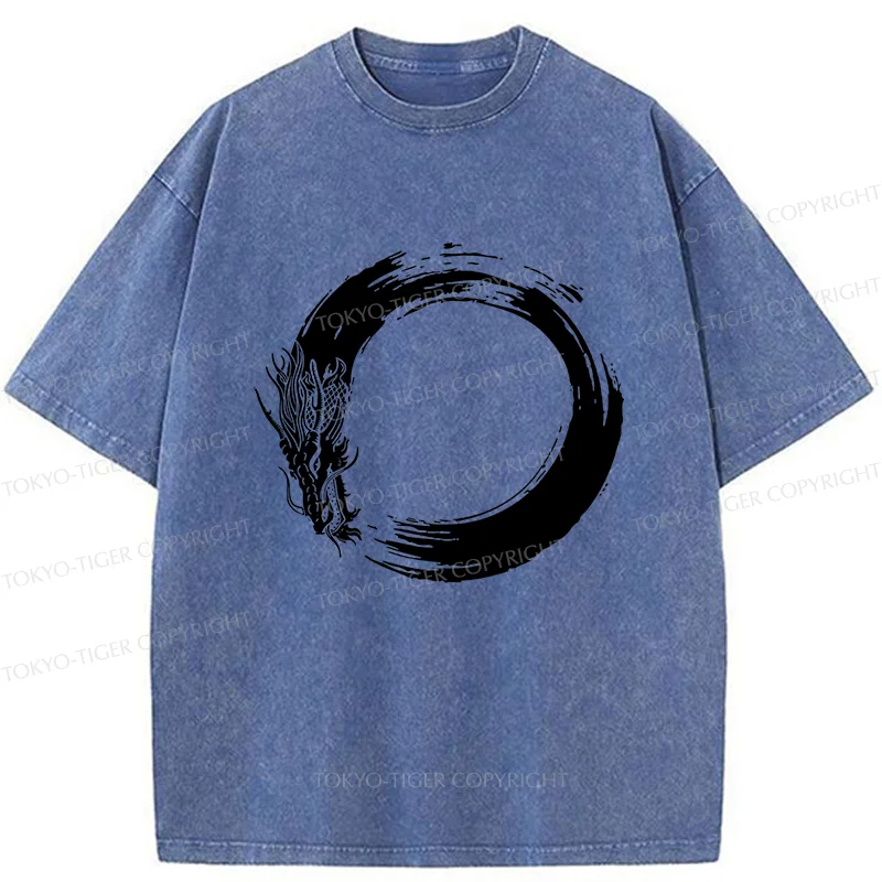 Tokyo-Tiger Dragon's Circle Washed T-Shirt