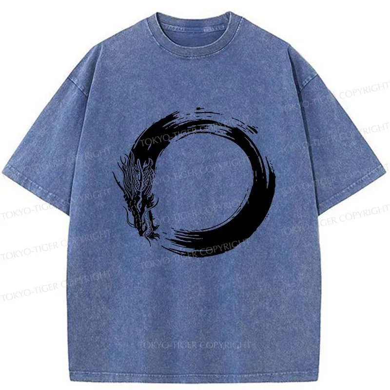 Tokyo-Tiger Dragon's Circle Washed T-Shirt
