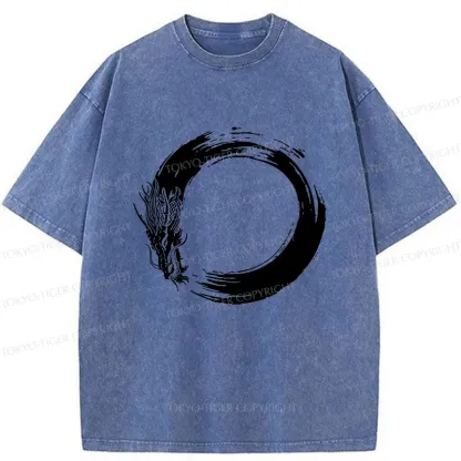 Tokyo-Tiger Dragon's Circle Washed T-Shirt