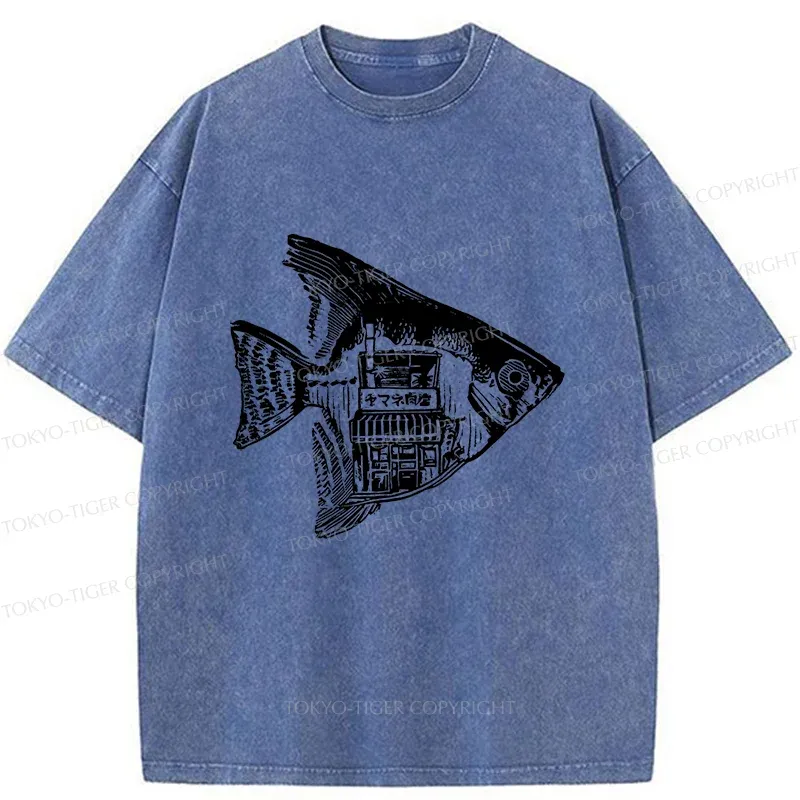 Tokyo-Tiger Grilled Fish Restaurant Washed T-Shirt