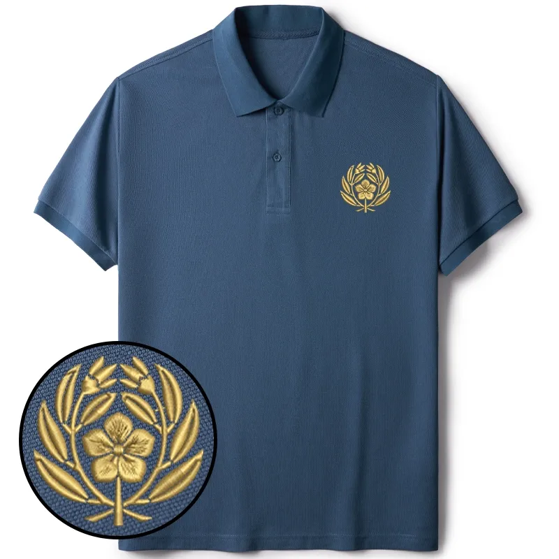 Tokyo-Tiger Japanese Sakura Pattern Embroidered Polo T-Shirt