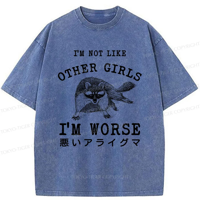 Tokyo-Tiger Bad Raccoon Funny Washed T-Shirt