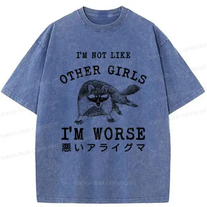 Tokyo-Tiger Bad Raccoon Funny Washed T-Shirt