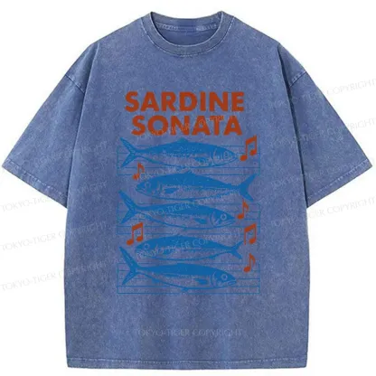 Tokyo-Tiger Sardines Sheet Music Washed T-Shirt