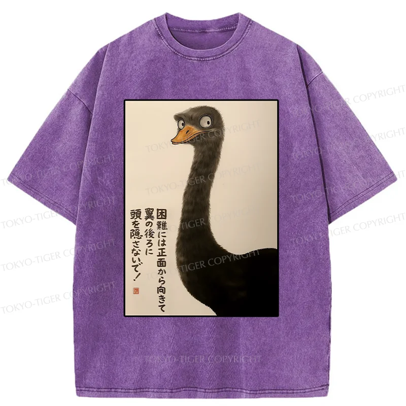 Tokyo-Tiger Avoid Difficulties Funny Washed T-Shirt