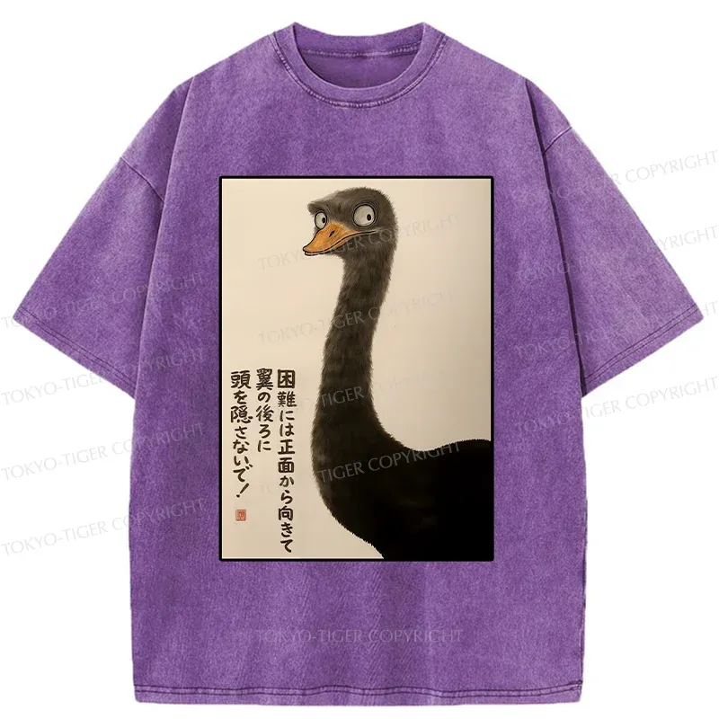 Tokyo-Tiger Avoid Difficulties Funny Washed T-Shirt