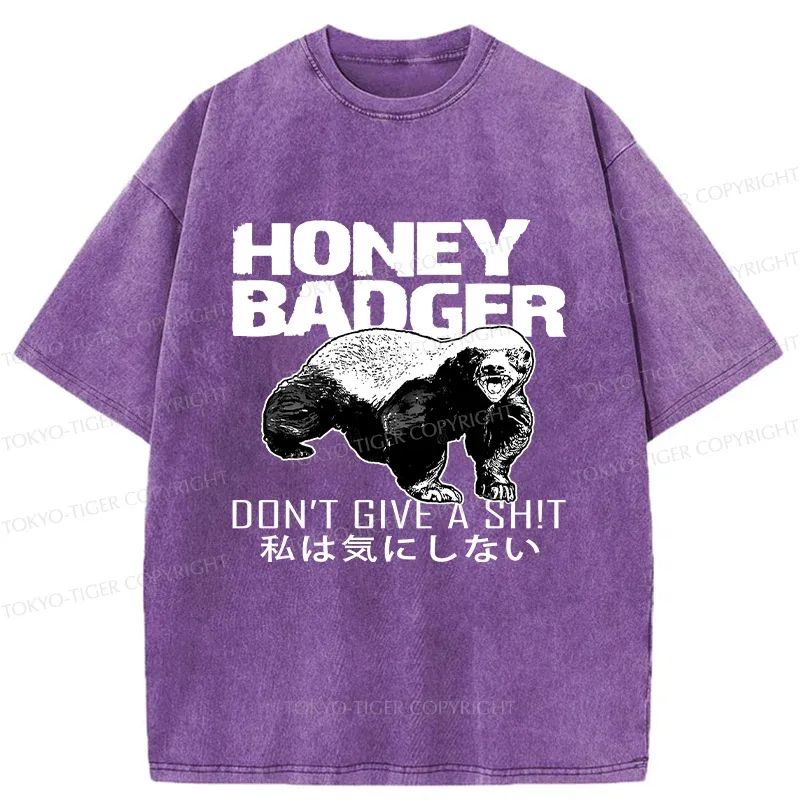 Tokyo-Tiger Honey Badger Funny Washed T-Shirt