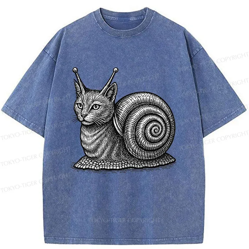 Tokyo-Tiger Snail Cat Washed T-Shirt