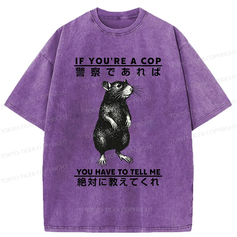 Tokyo-Tiger Funny Mouse Japan Washed T-Shirt