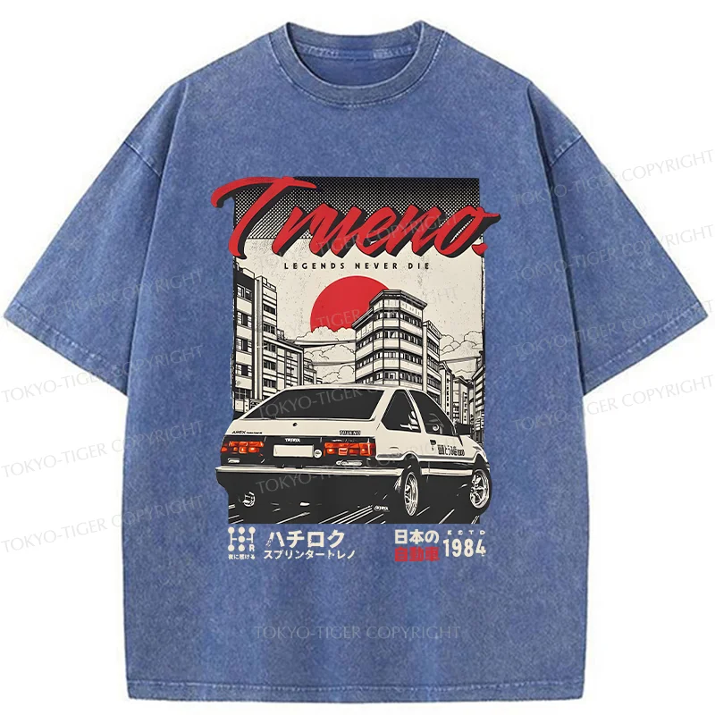 Tokyo-Tiger Retro Japanese Car Funny Washed T-Shirt