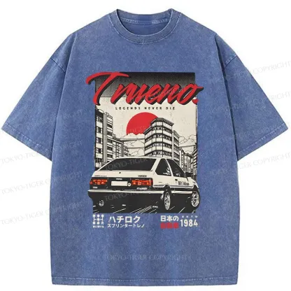 Tokyo-Tiger Retro Japanese Car Funny Washed T-Shirt
