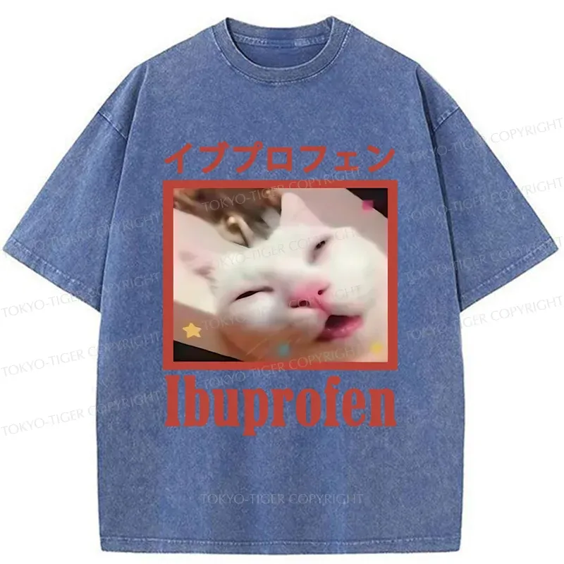Tokyo-Tiger Cat Took Ibuprofen Washed T-Shirt