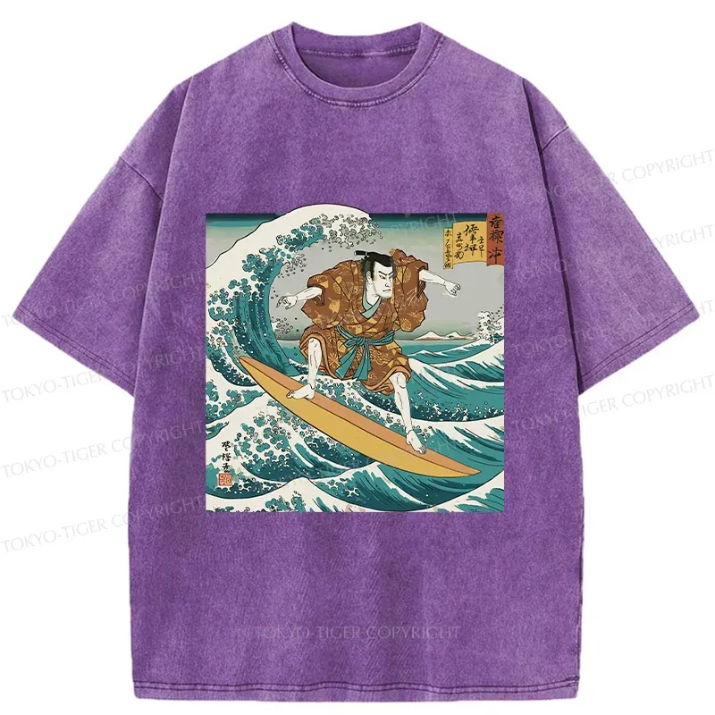 Tokyo-Tiger Samurai Surf Washed T-Shirt