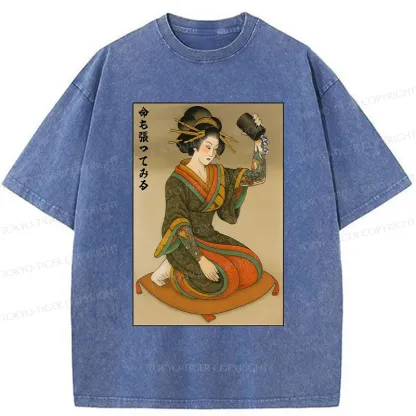 Tokyo-Tiger Geisha With Dice Washed T-Shirt