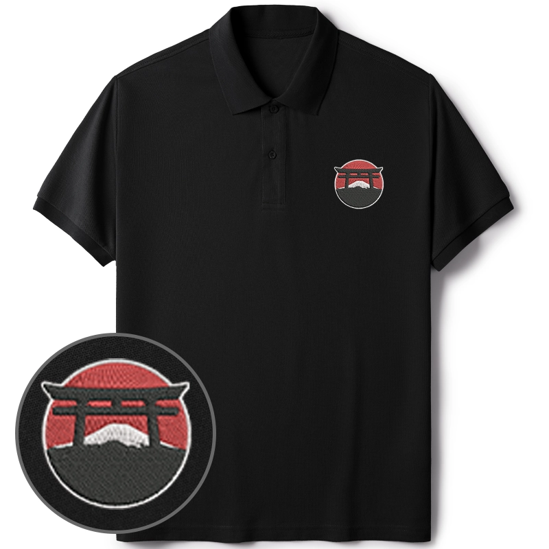 Tokyo-Tiger Japan Torii Gate Embroidered Polo T-Shirt