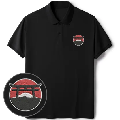 Tokyo-Tiger Japan Torii Gate Embroidered Polo T-Shirt