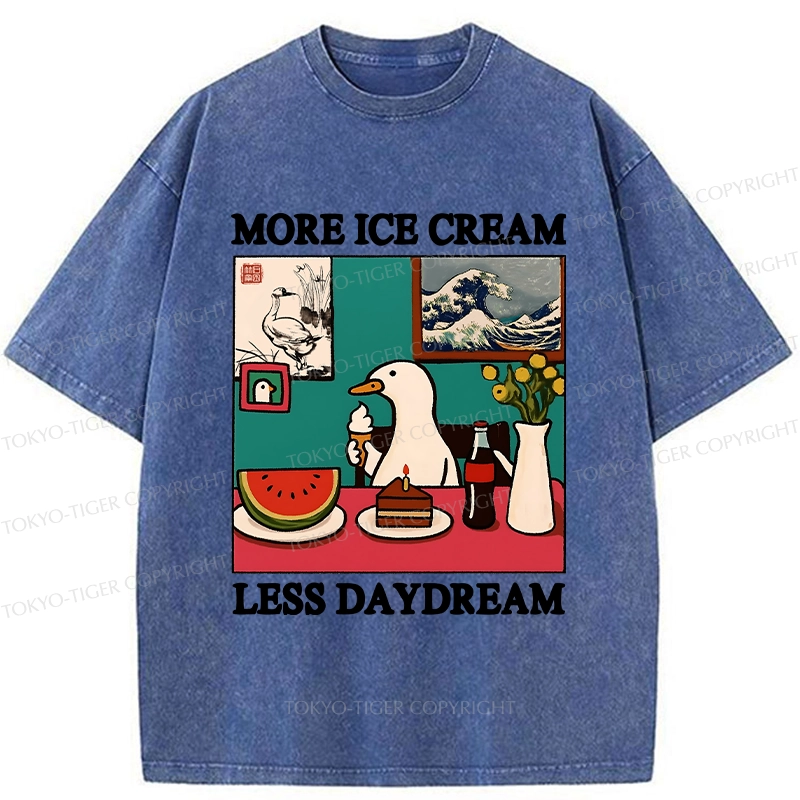 Tokyo-Tiger More Ice Cream Less Daydream Washed T-Shirt
