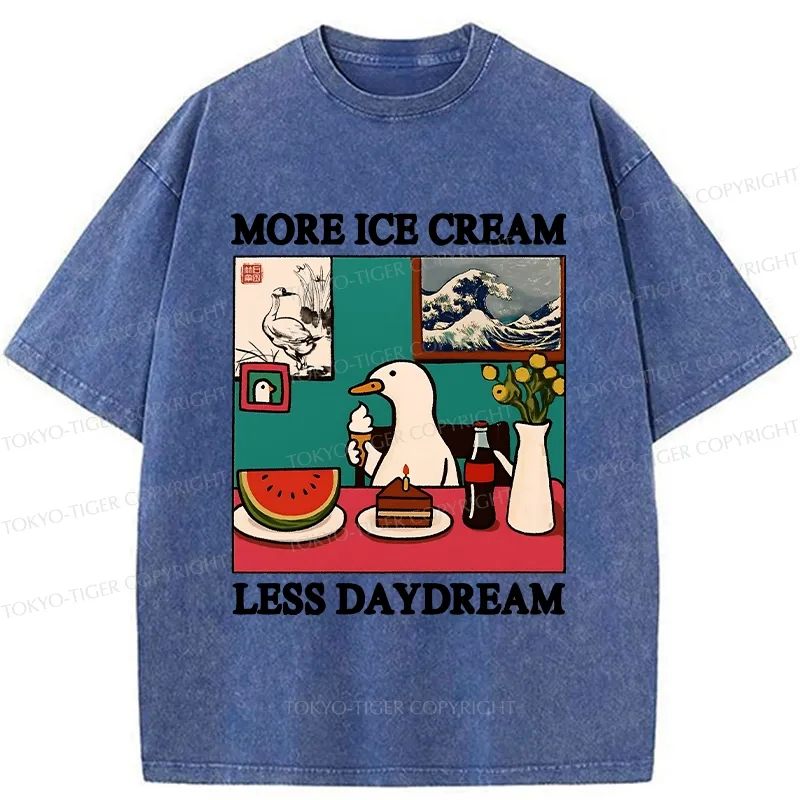 Tokyo-Tiger More Ice Cream Less Daydream Washed T-Shirt